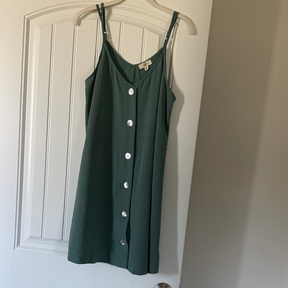Entro Deep Green Spaghetti Strap Mini Dress